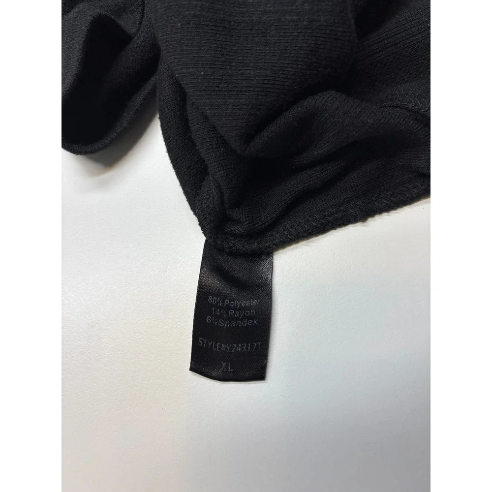 Tuckernuck Blouse Womens XL Black Knit Ribbed Pullover Tee Scoopneck - Picture 4 of 7